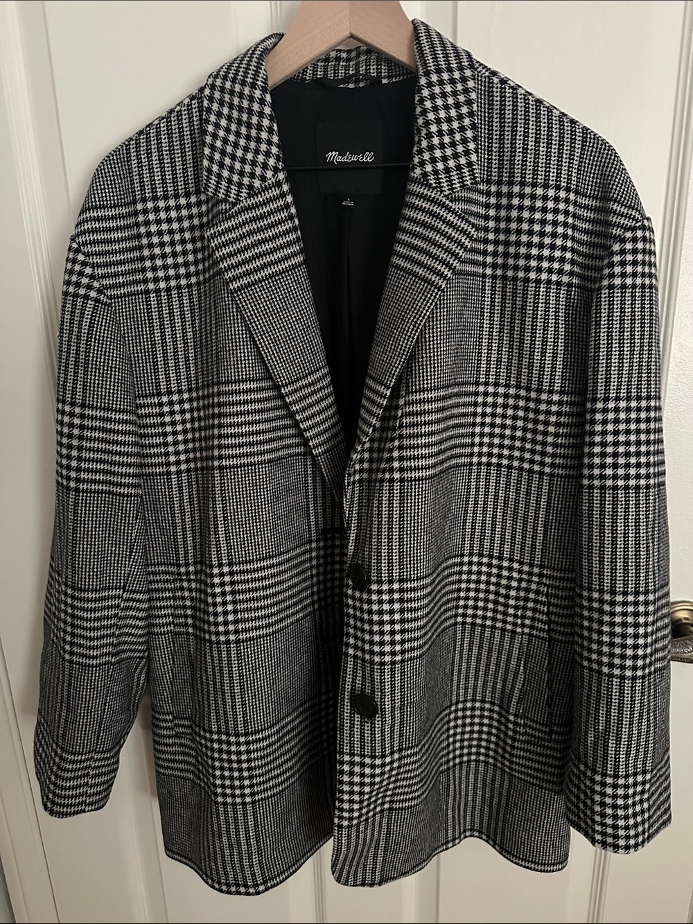 Madewell Black & White Glen Plaid Blazer